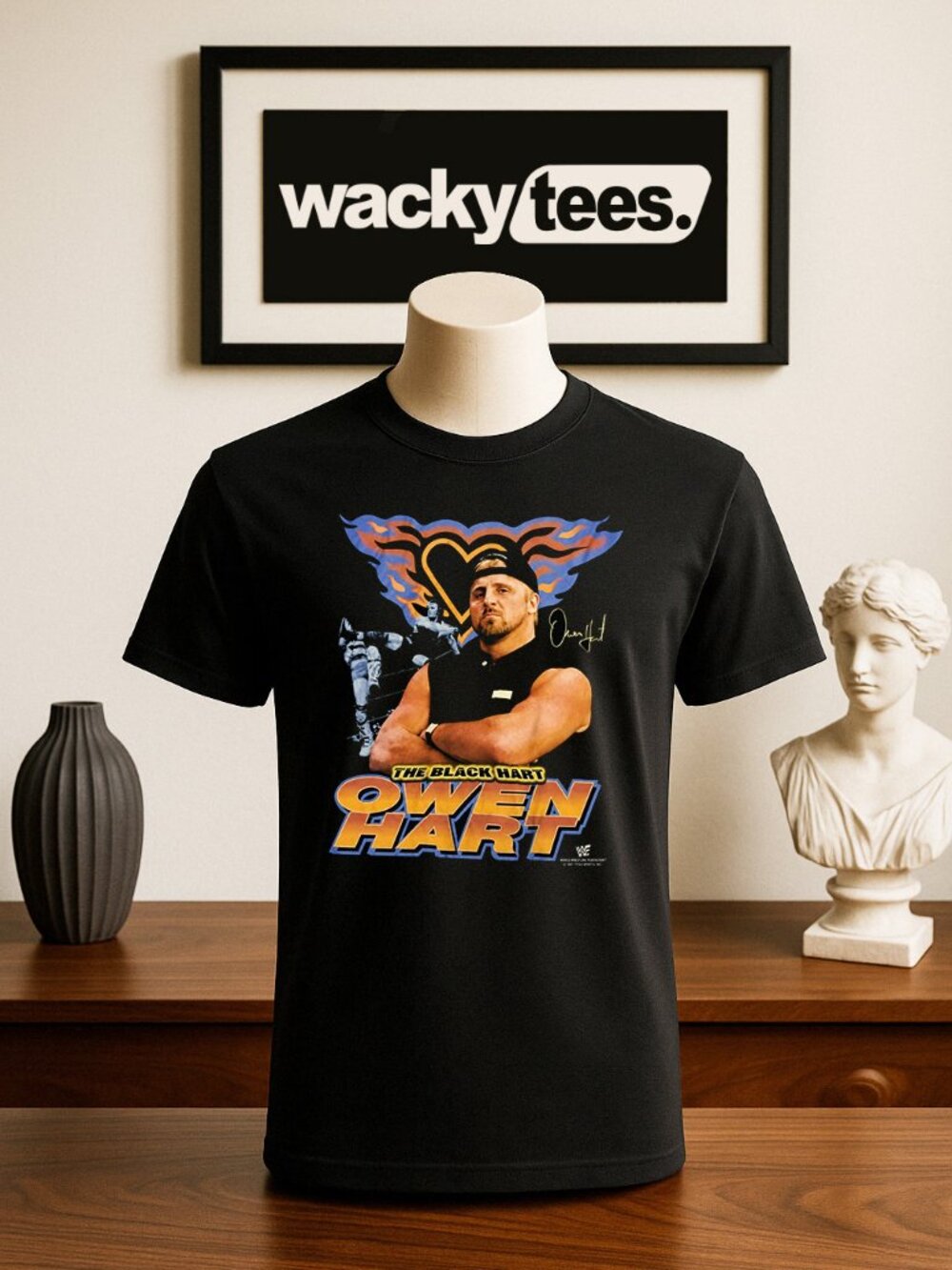 The Black Hart Owen Hart Wrestler Legend Wrestling Graphic Tee Shirt